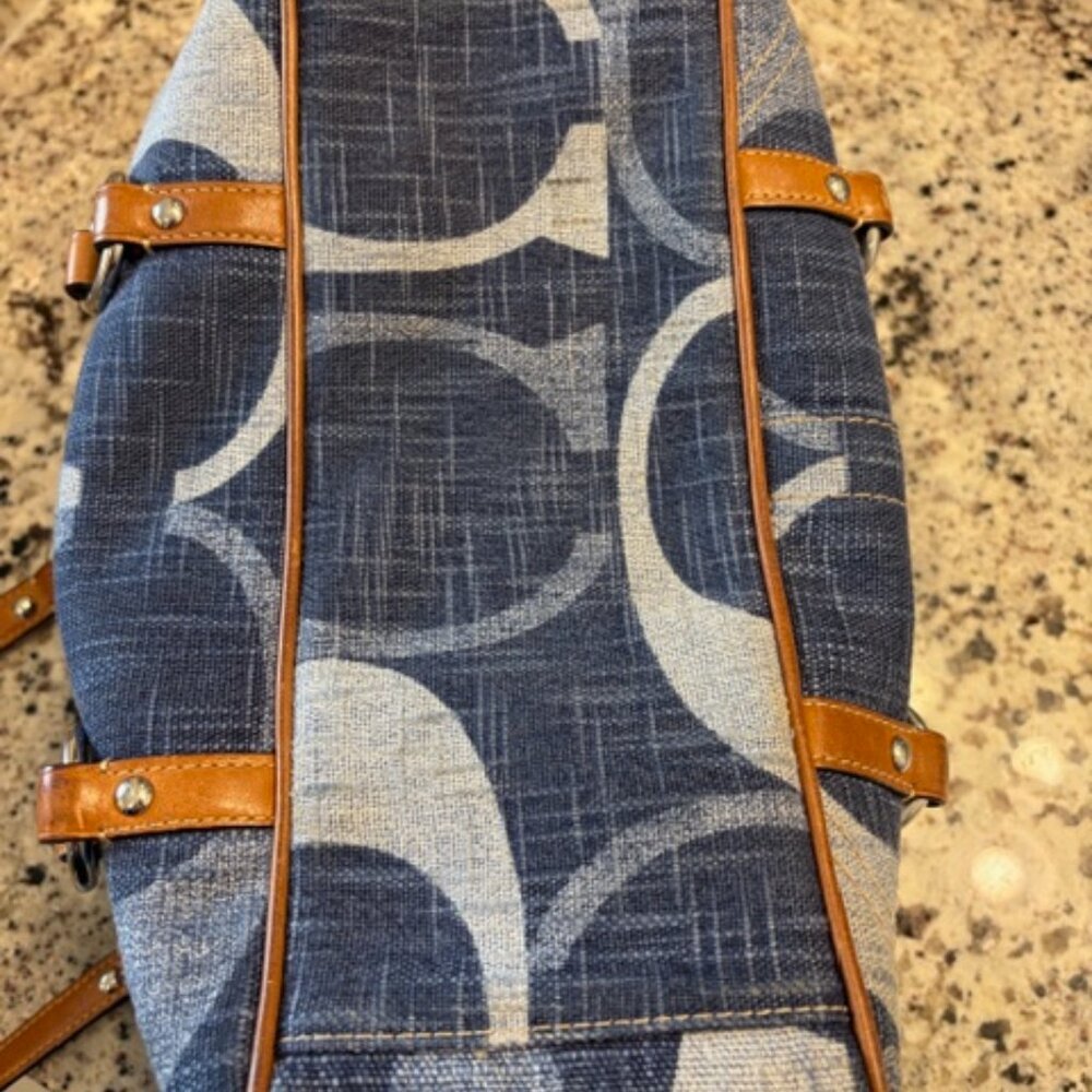 Coach 13810 Vintage Signature Gallery Tote with brown leather trim Classic Y2K - Picture 6 of 15